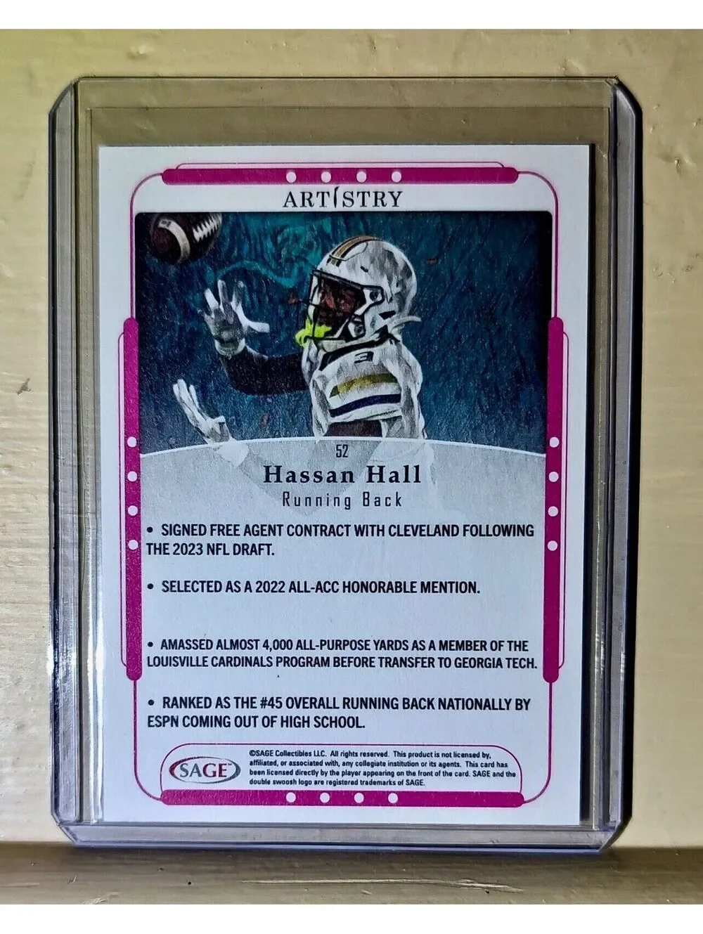 Hassan Hall 2023 SAGE NFL Artistry Canvas Football #52 Card